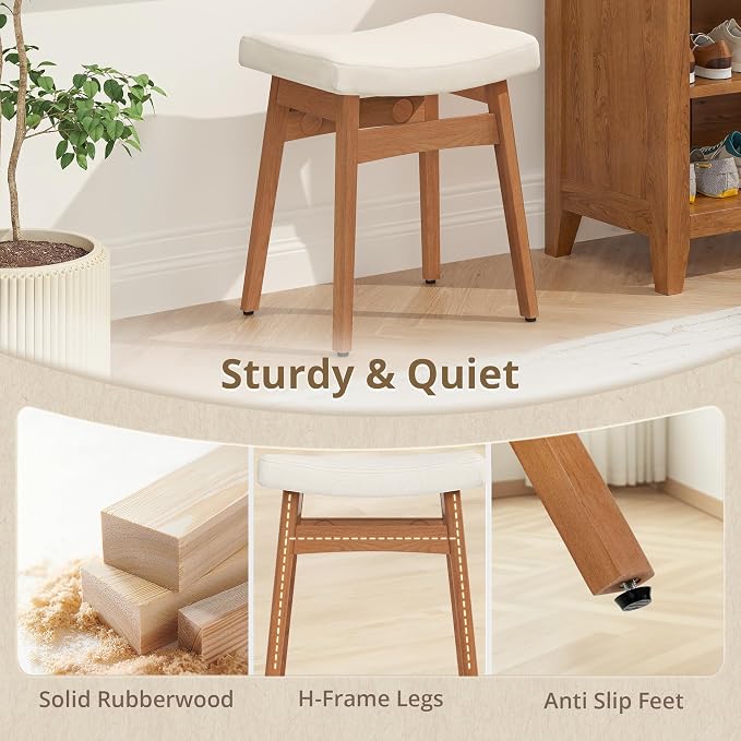 Beige Fabric With Wooden Color Leg