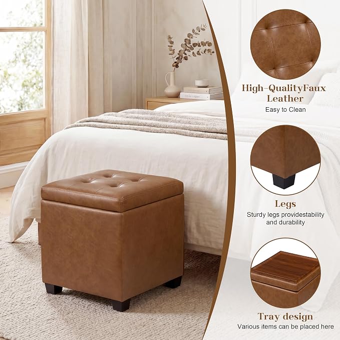 Faux Leather -Taupe Brown With Tray