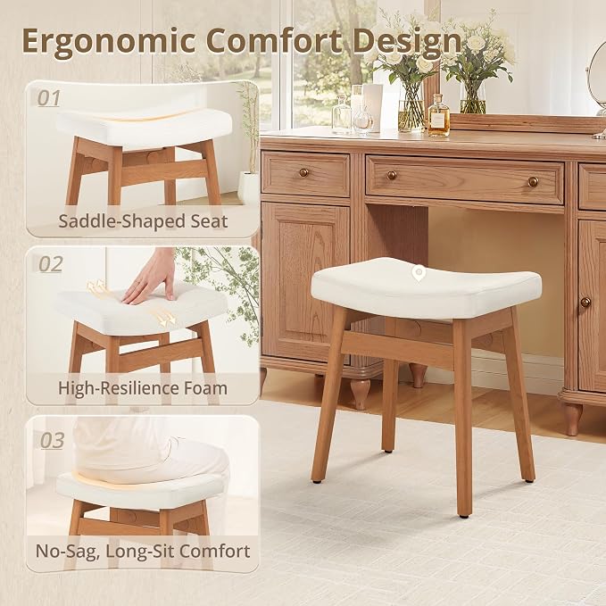 Beige Fabric With Wooden Color Leg