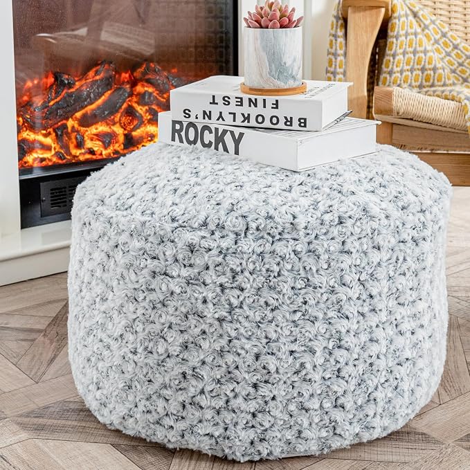 Snow Gray Pouf Cover No Filler