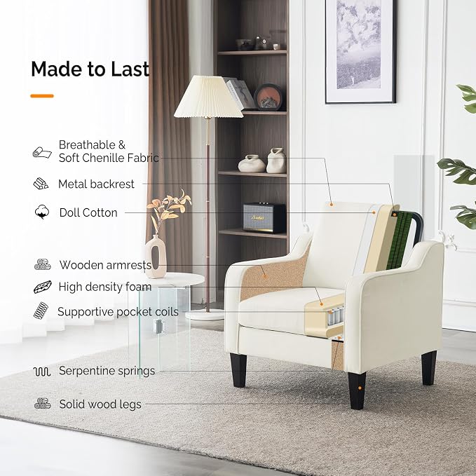 Cream White Chenille