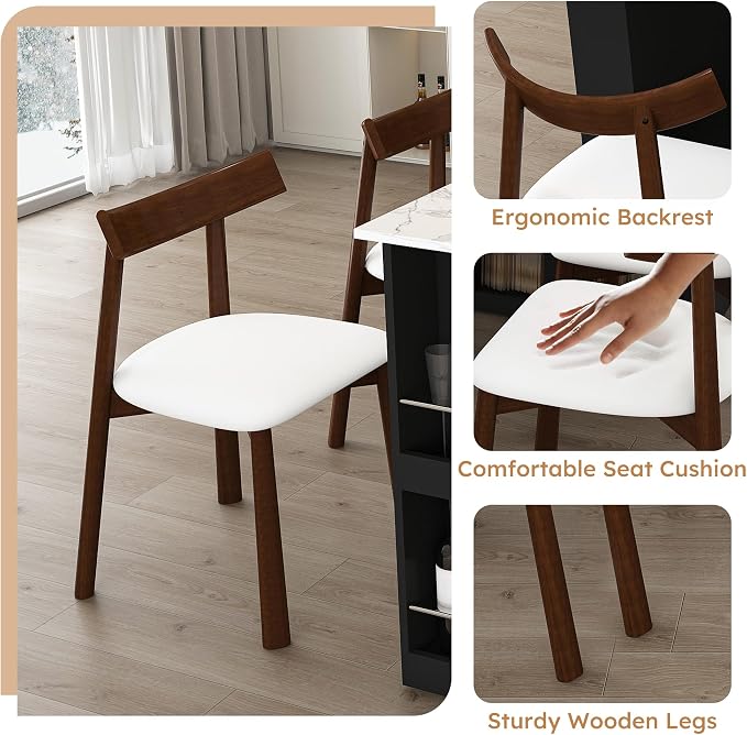 Black & 4 Solid Wood Chairs