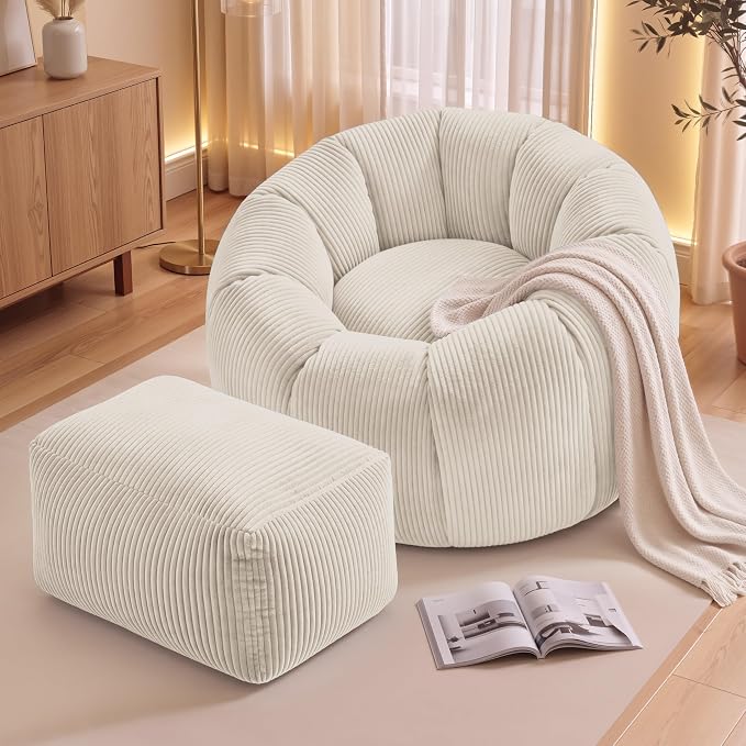 Beige-with Ottoman