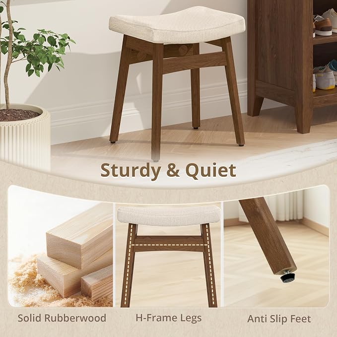 Linen Fabric With Walnut Color Leg