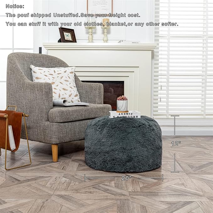 Dark Gray Pouf Cover No Filler