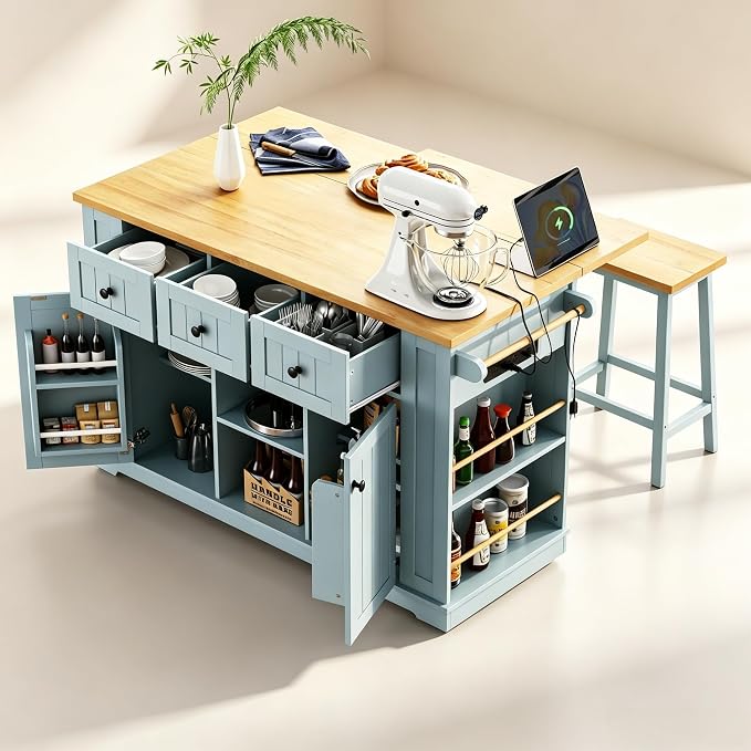 Gray Blue(with 2 Bar Stools)
