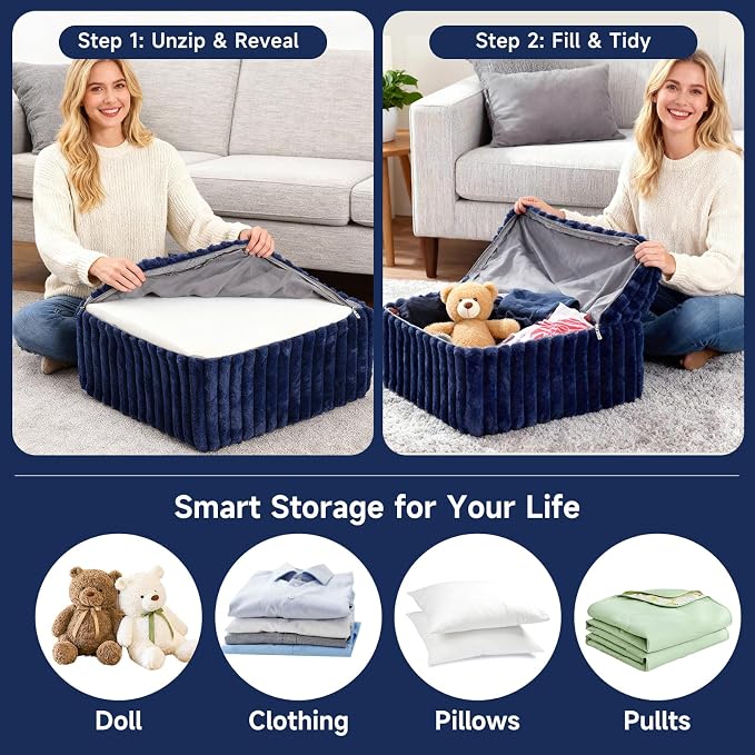 Striped Square Navy Blue
