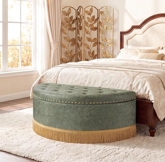Fabric-green With Bullion Fringe