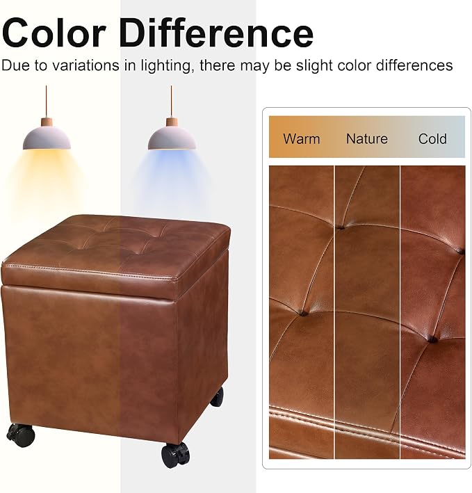 Faux Leather-caramel Brown With Wheels&tray