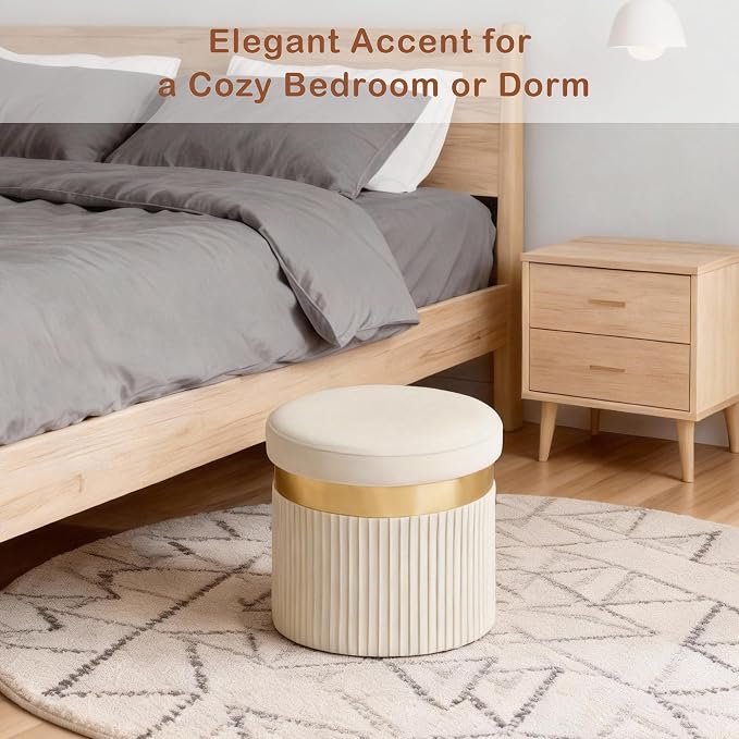 2pcs Velvet Beige Vertical Stripe