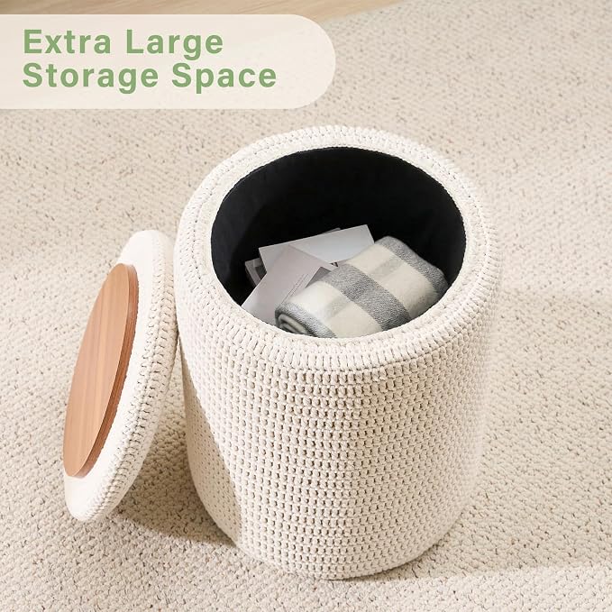 14inch White Storage Ottoman