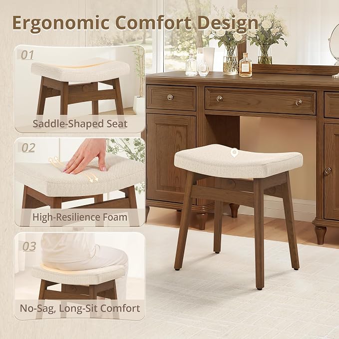 Linen Fabric With Walnut Color Leg