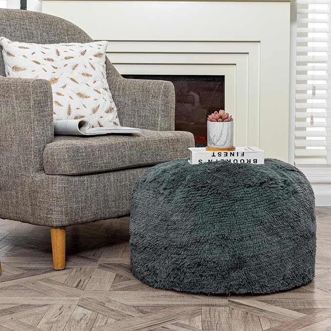 Dark Gray Pouf Cover No Filler