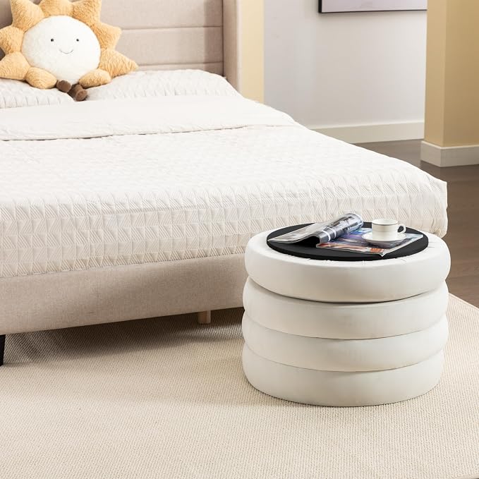 Ivory Velvet With Storage