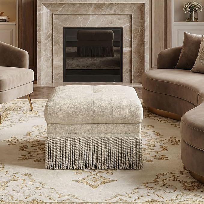 Beige Ottoman-no Storage