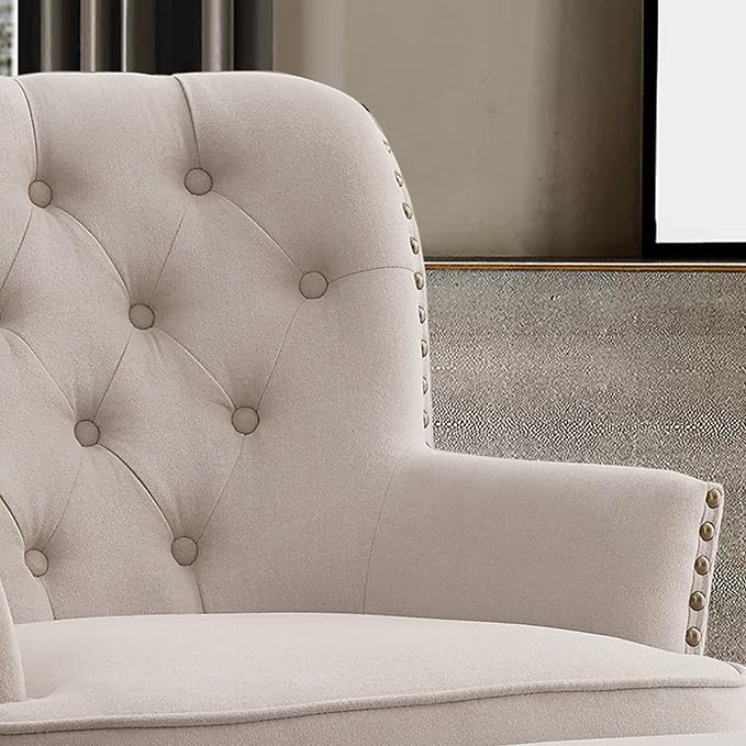 Velvet Pearl Beige With Ottoman