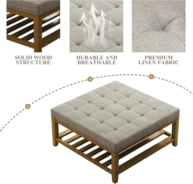 Gray Linen Coffee Table