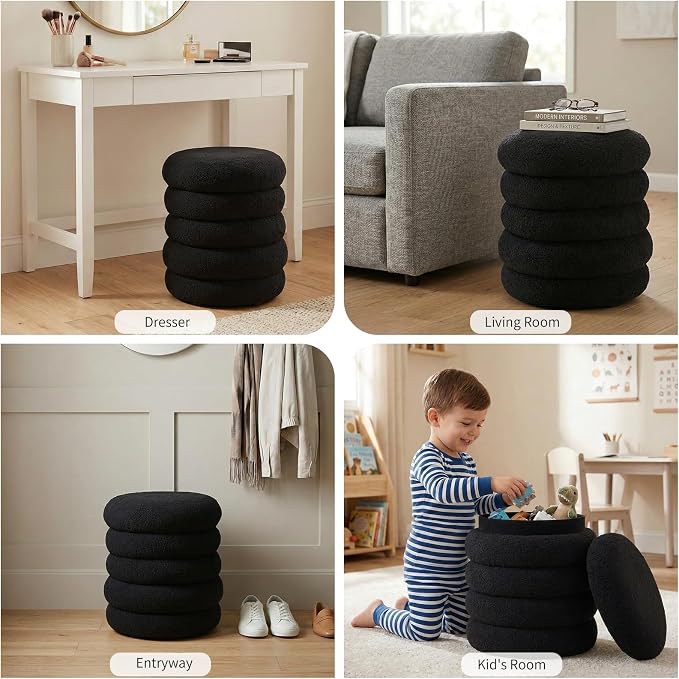 Round, Sherpa- Black