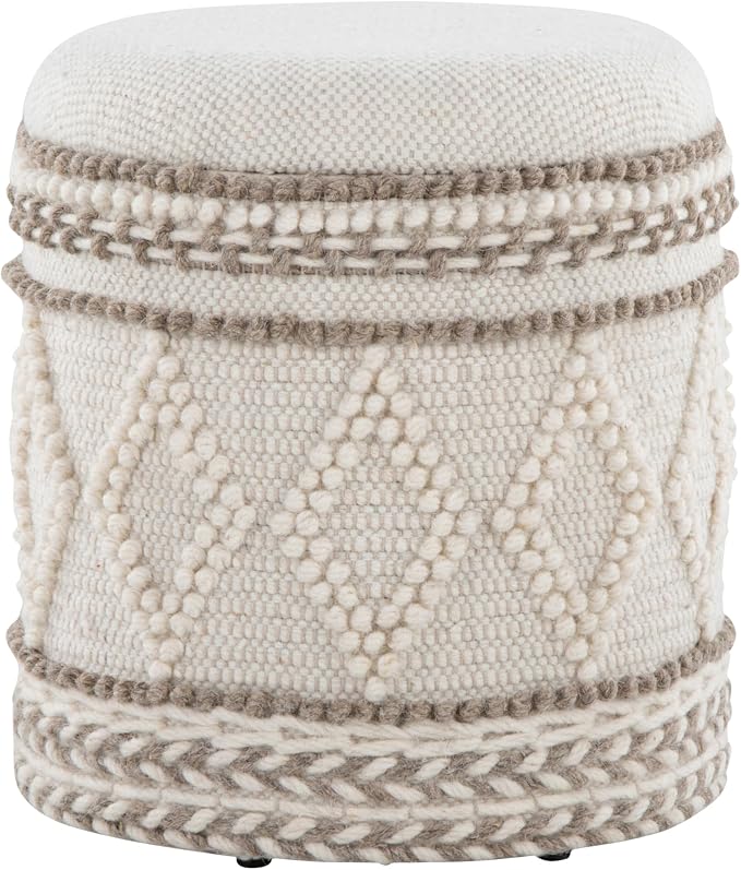 Beige Tufted Design Handwoven Wool