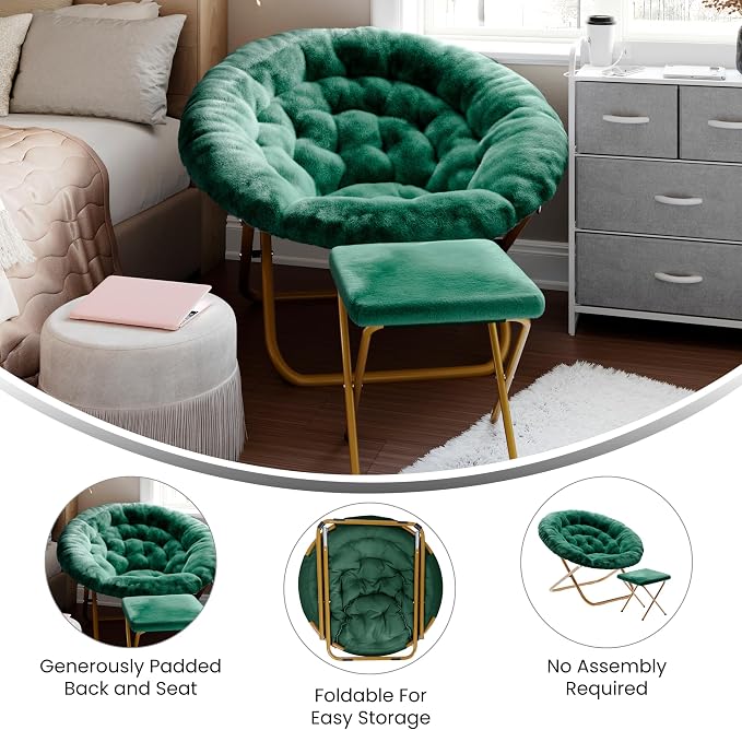 Emerald Fabric/Soft Gold Frame