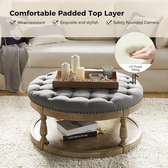 Round Fabric Grey
