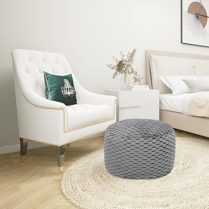 Gray Pouf Cover No Filler