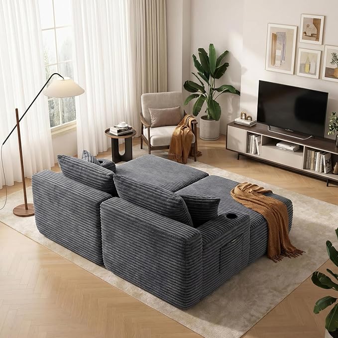 Grey Plush Corduroy