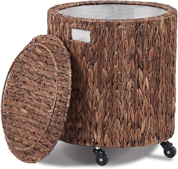Storage Ottoman - Dark Water Hyacinth Braid