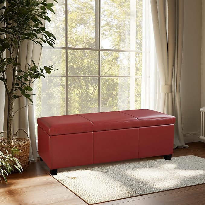 Red/ Faux Leather