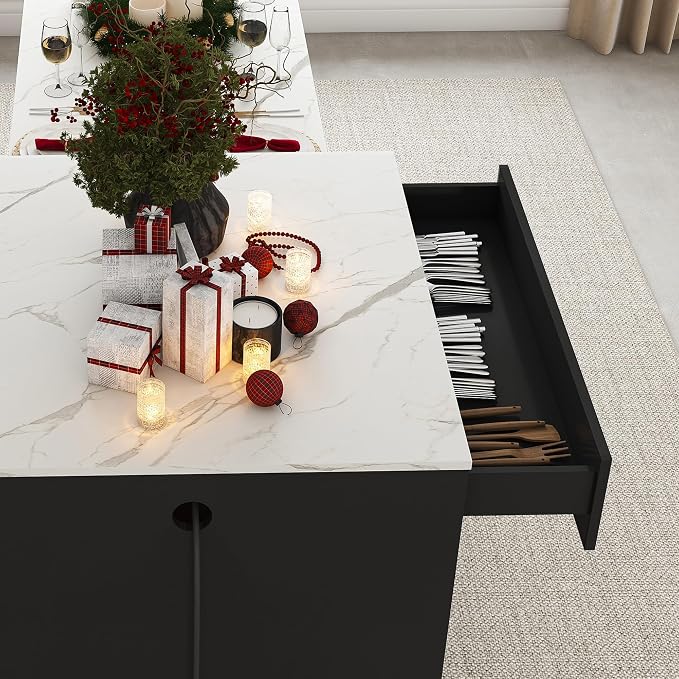 Black Cabinet + Marble Grain Top