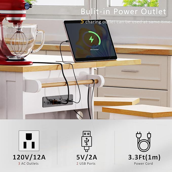 Single Kitchen Island - White