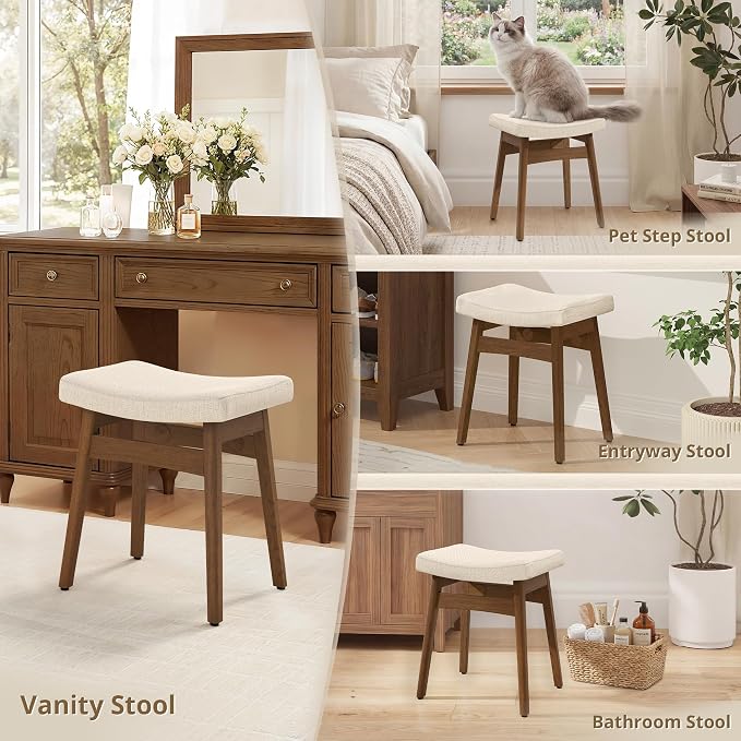 Linen Fabric With Walnut Color Leg