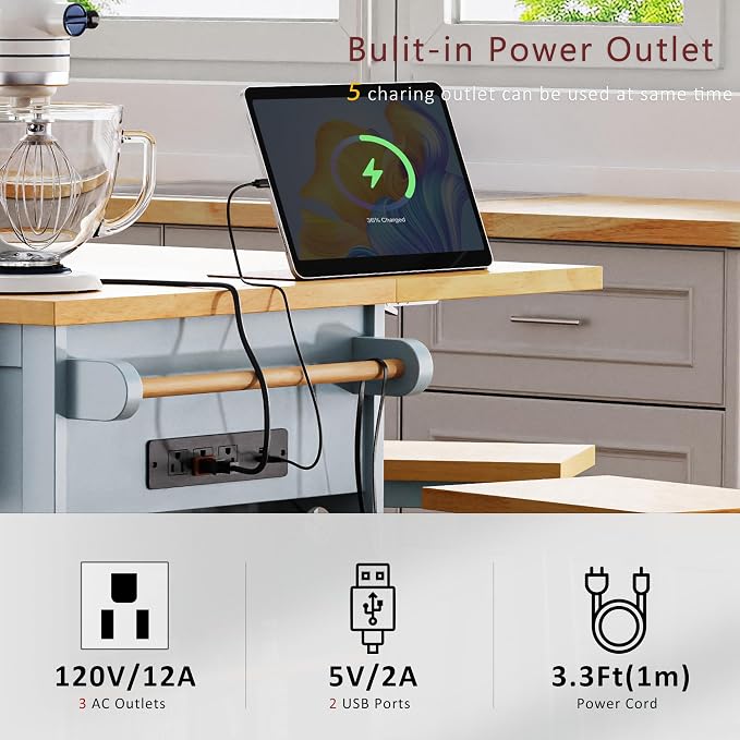 Single Kitchen Island - Grey Blue