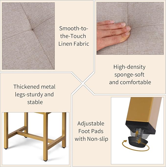 Linen Light Brown & Gold