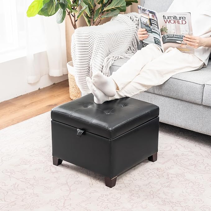 Leather Matte Black With Solid Wood Legs