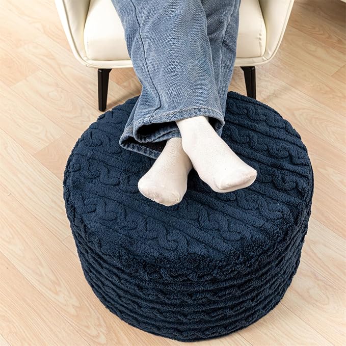 Navy Blue Pouf With Filler