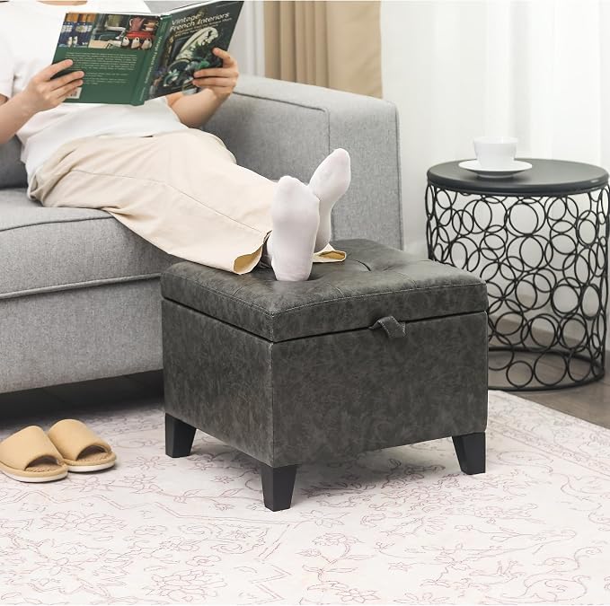 Leather Mixed Grey With Wood Legs