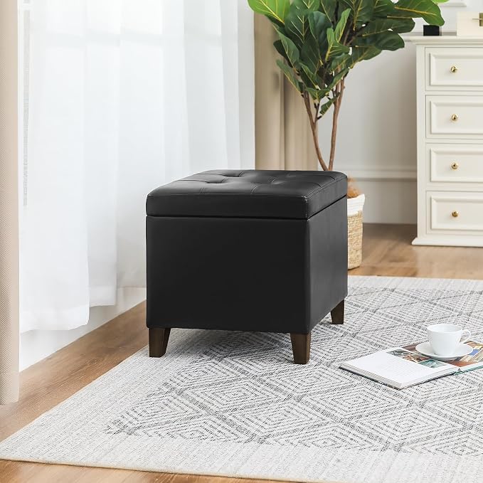 Leather Black With Walnut Legs