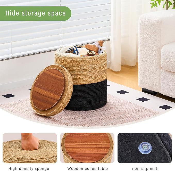 Storage -14inch Natural Cattail & Black Corn Shell