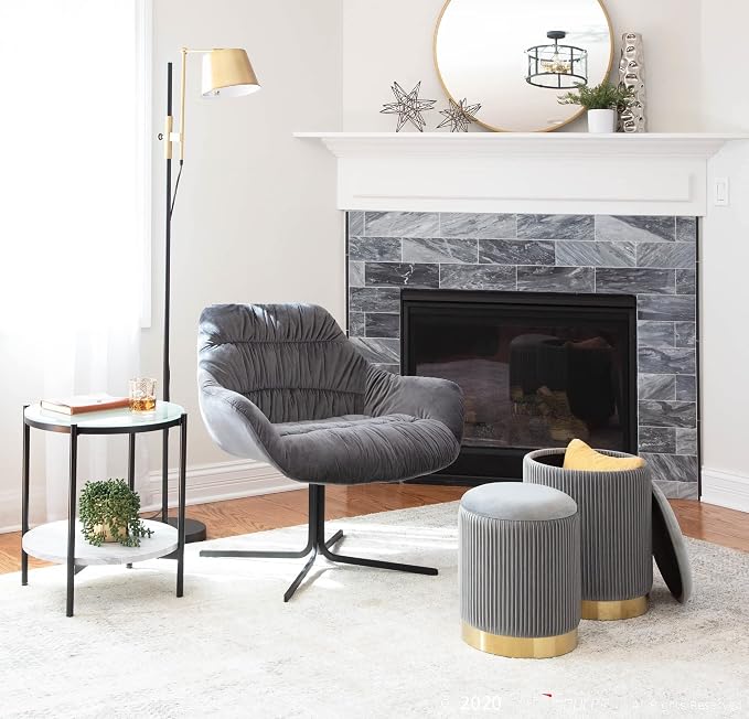 Pleated Grey Velvet