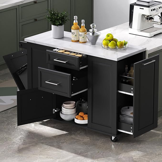 Black + Mdf + Faux Marble Textured Table(2 Pcakges)