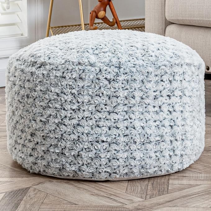 Snow Gray Pouf Cover No Filler