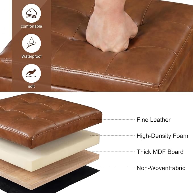 Faux Leather-caramel Brown With Wheels&tray