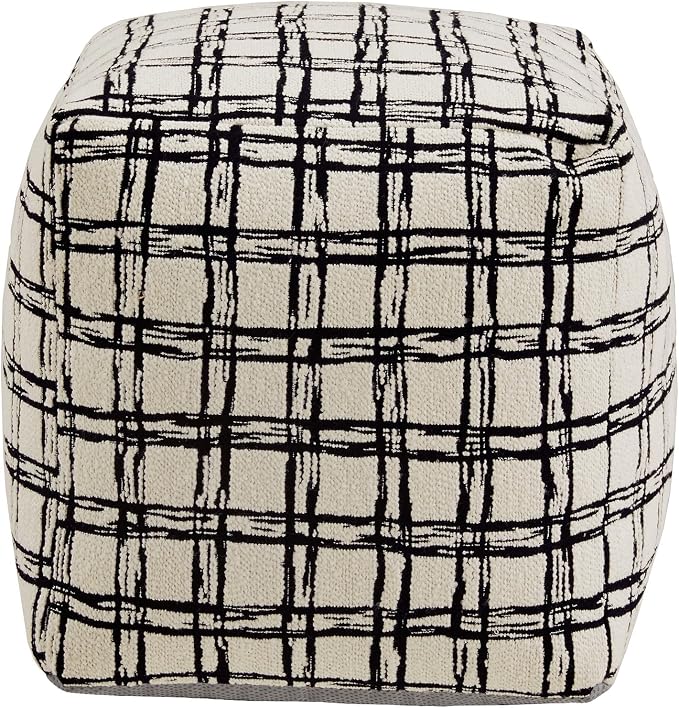 Ivory & Black Plaid Pattern Fabric