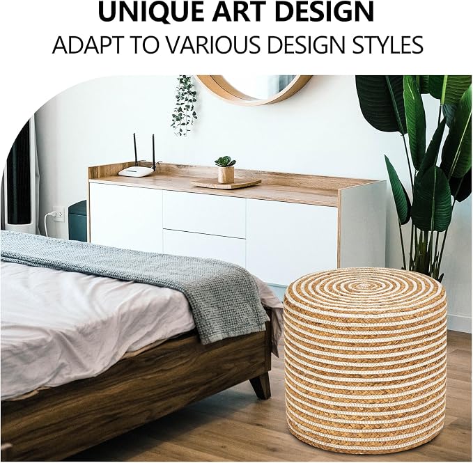 18inch Natural Water Hyacinth + White Cotton Rope