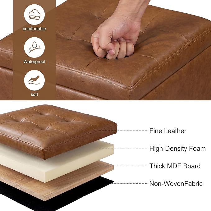 Faux Leather -Taupe Brown With Tray