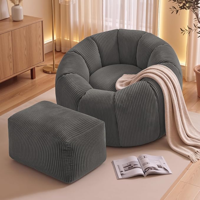 Grey-with Ottoman