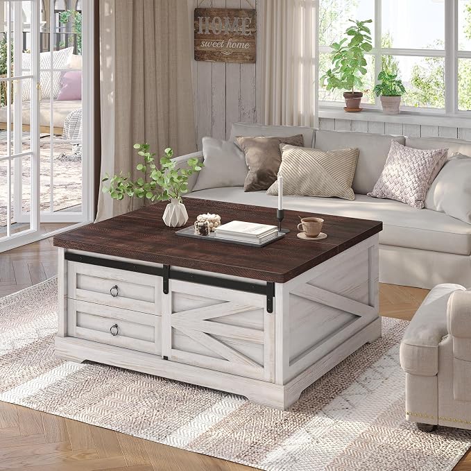 Vintage White+walnut