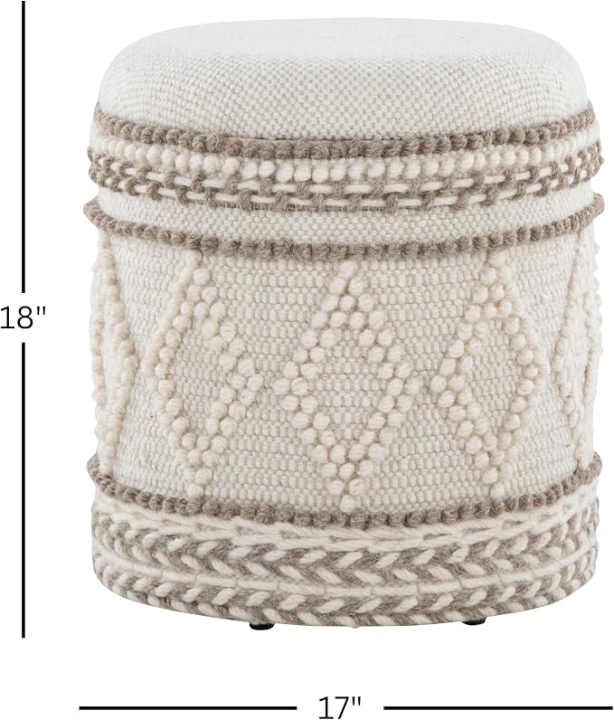 Beige Tufted Design Handwoven Wool
