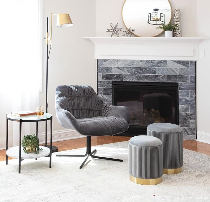 Pleated Grey Velvet